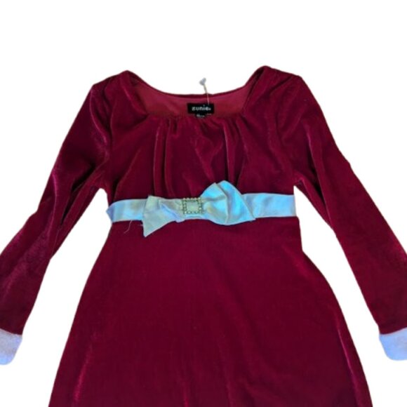 Red Holiday Christmas Velour Dress Girl Size 8 - Picture 2 of 4